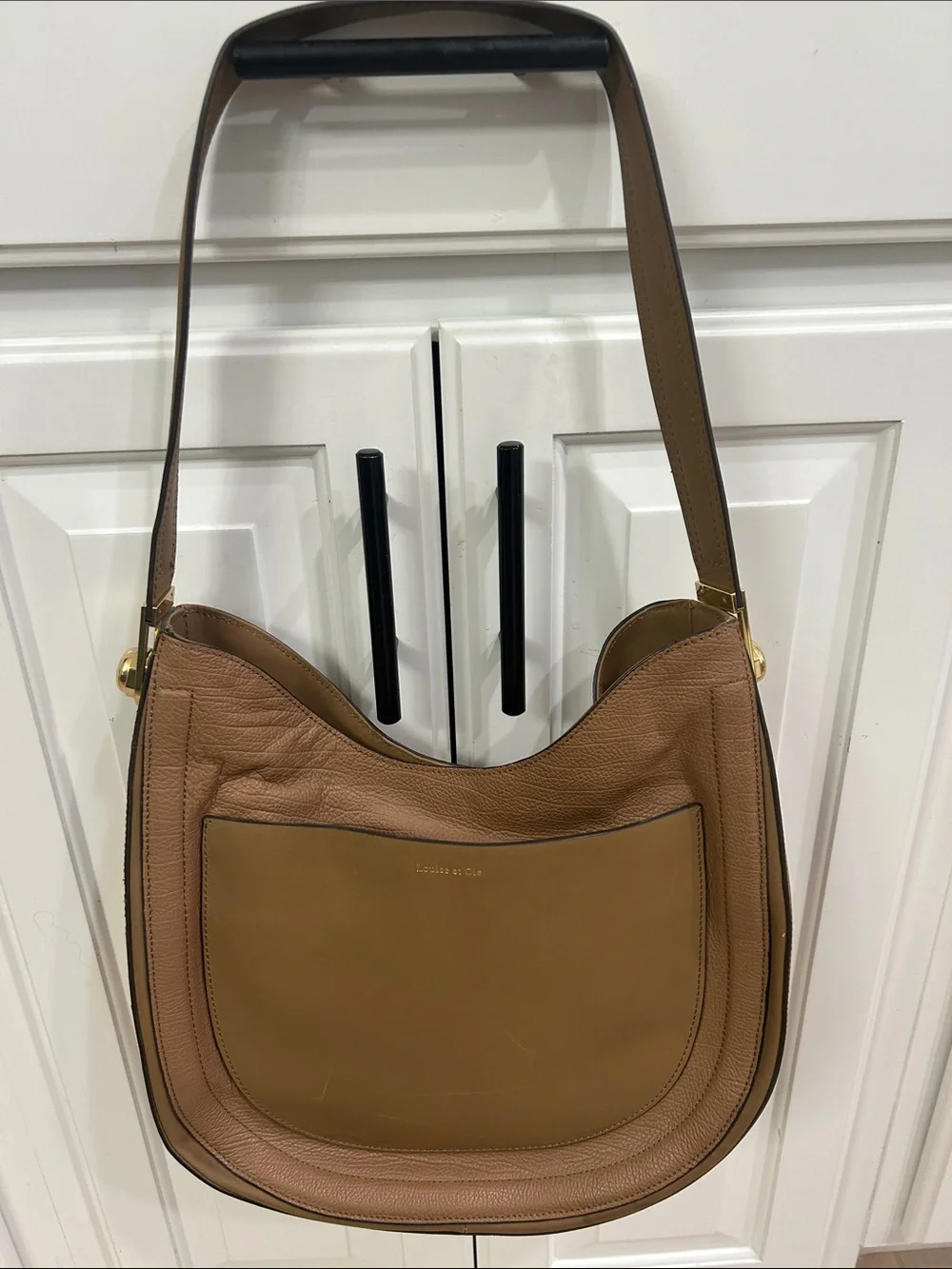 Coach Two-Tone Leather Hobo in Tan and Camel
